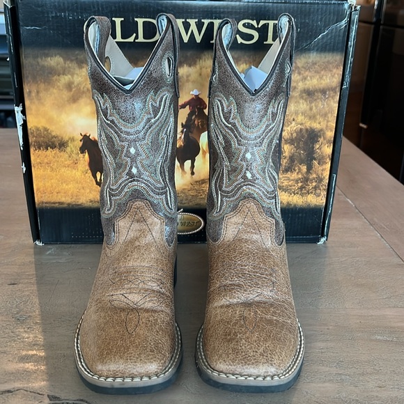 Old West kids western cowboy boots brown - Picture 3 of 7